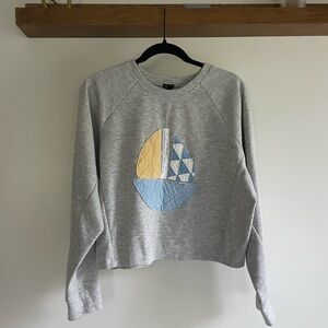 Handmade quilted sailboat Gray Graphic Women's Crewneck